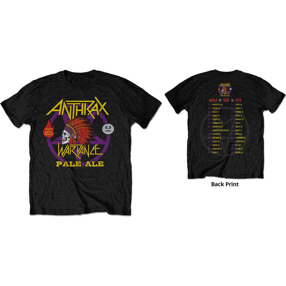 Anthrax - War Dance Pale Ale World Tour 2018 Heren Tshirt - Zwart